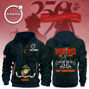 Volvo x USMC 250th Anniversary 3D Half Zip Hoodie Custom Your Name