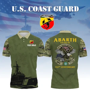 Abarth Racing UK x US Coast Guard 250th Anniversary 3D Polo Shirt Custom Your Name