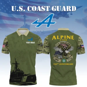 Alpine F1 Team Racing x US Coast Guard 250th Anniversary 3D Polo Shirt Custom Your Name