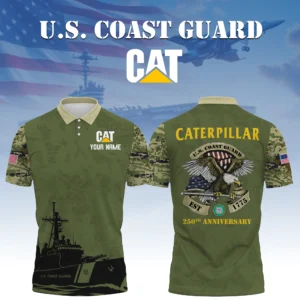 Caterpillar x US Coast Guard 250th Anniversary 3D Polo Shirt Custom Your Name