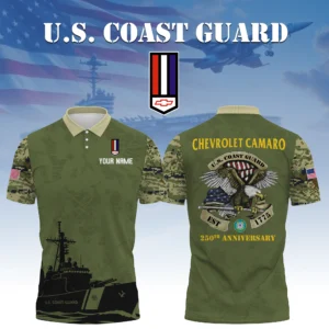Chevrolet Camaro x US Coast Guard 250th Anniversary 3D Polo Shirt Custom Your Name