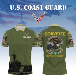 Corvette x US Coast Guard 250th Anniversary 3D Polo Shirt Custom Your Name
