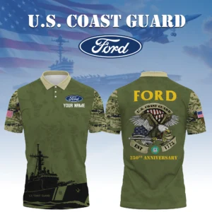 Ford x US Coast Guard 250th Anniversary 3D Polo Shirt Custom Your Name