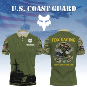 Fox Racing x US Coast Guard 250th Anniversary 3D Polo Shirt Custom Your Name