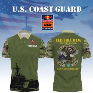 Red Bull KTM Factory Racing x US Coast Guard 250th Anniversary 3D Polo Shirt Custom Your Name