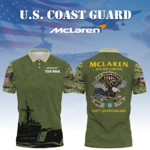 McLaren Racing Limited x US Coast Guard 250th Anniversary 3D Polo Shirt Custom Your Name