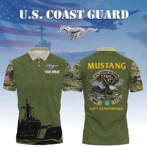 Mustang x US Coast Guard 250th Anniversary 3D Polo Shirt Custom Your Name