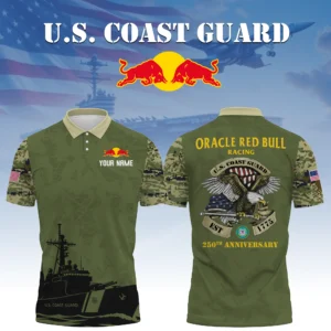 Oracle Red Bull Racing x US Coast Guard 250th Anniversary 3D Polo Shirt Custom Your Name