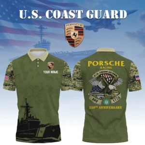 Porsche Motorsport Racing x US Coast Guard 250th Anniversary 3D Polo Shirt Custom Your Name