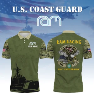 RAM Racing x US Coast Guard 250th Anniversary 3D Polo Shirt Custom Your Name