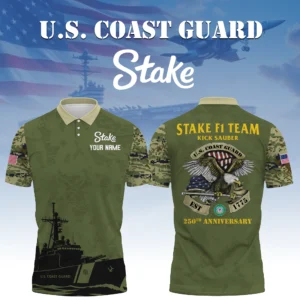 Stake F1 Team Kick Sauber x US Coast Guard 250th Anniversary 3D Polo Shirt Custom Your Name