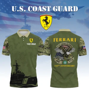 Ferrari x US Coast Guard 250th Anniversary 3D Polo Shirt Custom Your Name