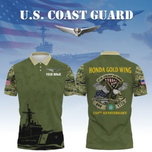 Honda Gold Wing x US Coast Guard 250th Anniversary 3D Polo Shirt Custom Your Name