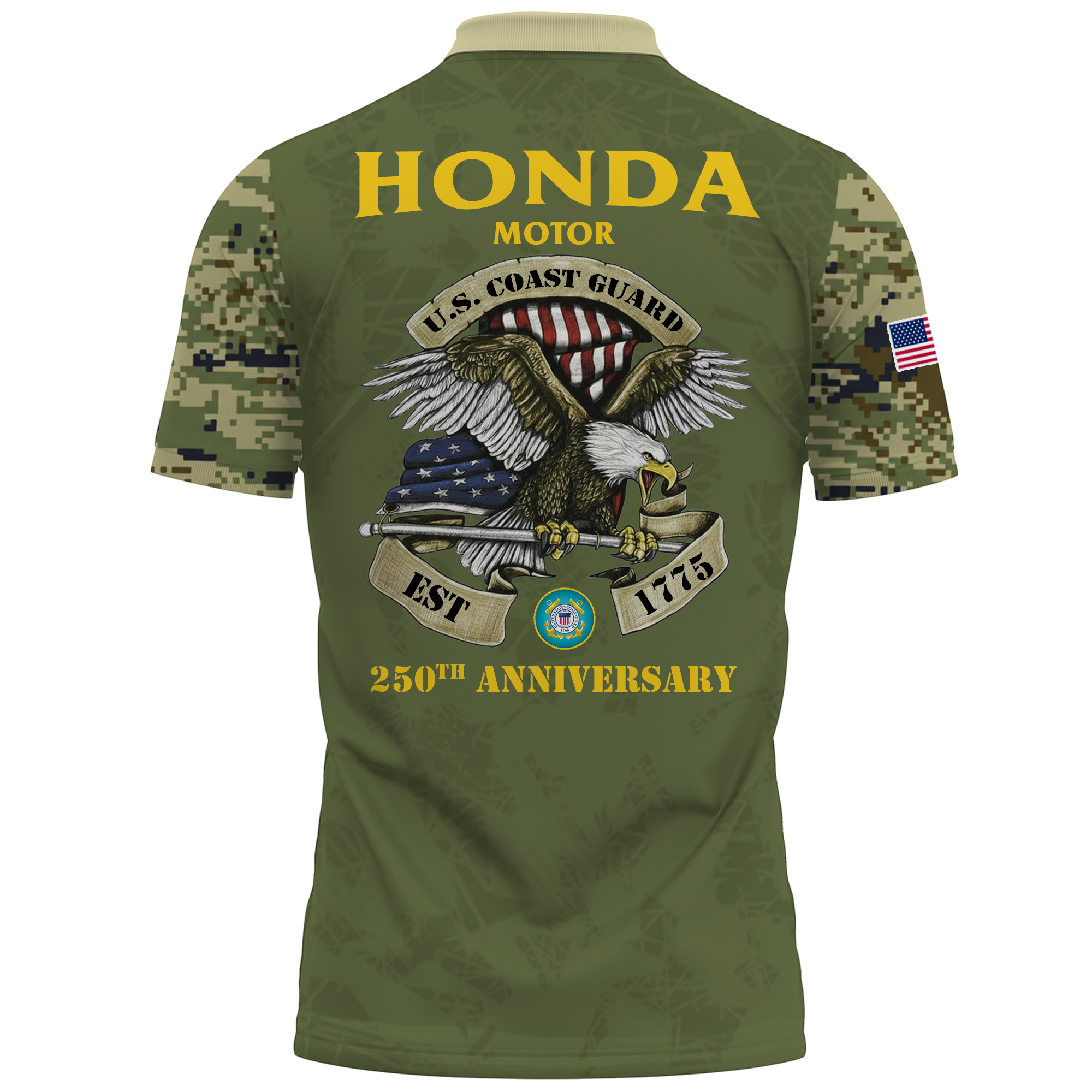 Honda Motor x US Coast Guard 250th Anniversary 3D Polo Shirt Custom Your Name Honda Motor x US Coast Guard 250th Anniversary 3D Polo Shirt Custom Your Name - Image 3