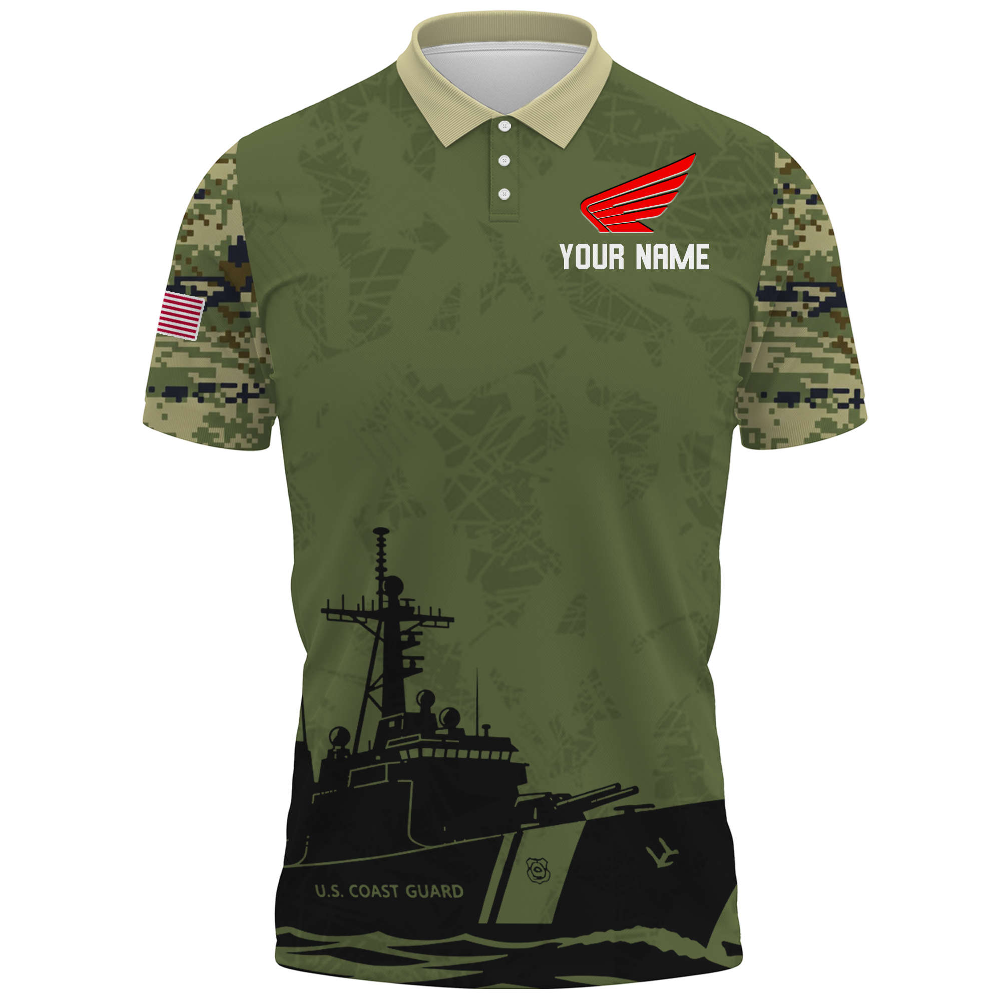 Honda Motor x US Coast Guard 250th Anniversary 3D Polo Shirt Custom Your Name Honda Motor x US Coast Guard 250th Anniversary 3D Polo Shirt Custom Your Name - Image 2