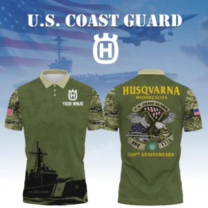 Husqvarna Motorcycles x US Coast Guard 250th Anniversary 3D Polo Shirt Custom Your Name