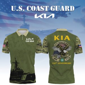 KIA x US Coast Guard 250th Anniversary 3D Polo Shirt Custom Your Name