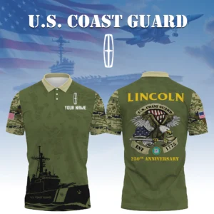 Lincoln x US Coast Guard 250th Anniversary 3D Polo Shirt Custom Your Name