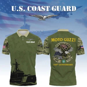 Moto Guzzi x US Coast Guard 250th Anniversary 3D Polo Shirt Custom Your Name