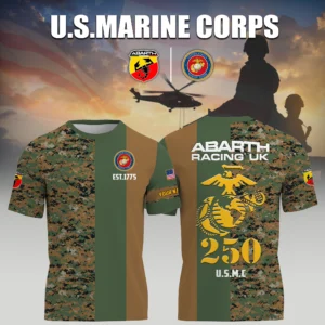 Abarth Racing UK x USMC Marine Corps 250th Birthday 3D T-Shirt Limited 2026 Custom Your Name