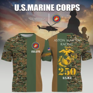 Aston Martin Racing x USMC Marine Corps 250th Birthday 3D T-Shirt Limited 2026 Custom Your Name