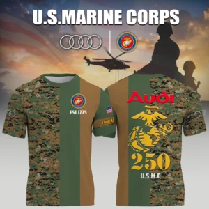 Audi x USMC Marine Corps 250th Birthday 3D T-Shirt Limited 2026 Custom Your Name