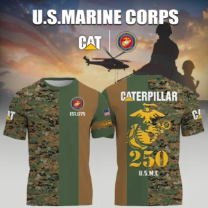 Caterpillar x USMC Marine Corps 250th Birthday 3D T-Shirt Limited 2026 Custom Your Name