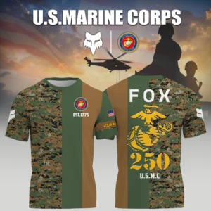 Fox Racing x USMC Marine Corps 250th Birthday 3D T-Shirt Limited 2026 Custom Your Name