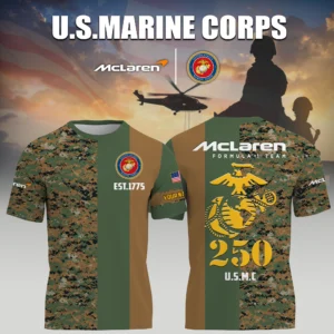 McLaren Racing Limited x USMC Marine Corps 250th Birthday 3D T-Shirt Limited 2026 Custom Your Name