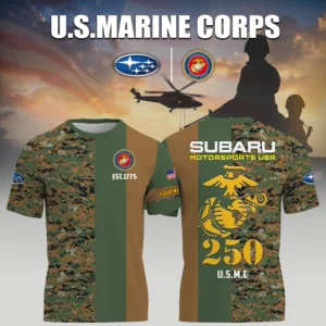 Subaru Motorsports USA Racing x USMC Marine Corps 250th Birthday 3D T-Shirt Limited 2026 Custom Your Name