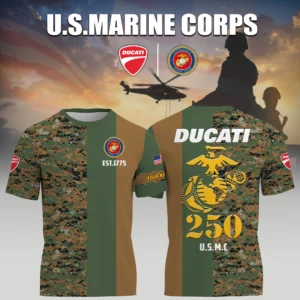 Ducati Motor Holding x USMC Marine Corps 250th Birthday 3D T-Shirt Limited 2026 Custom Your Name