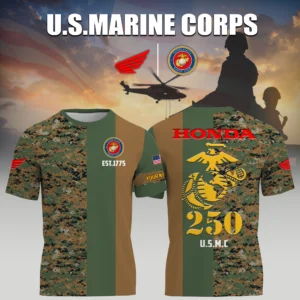 Honda Motor x USMC Marine Corps 250th Birthday 3D T-Shirt Limited 2026 Custom Your Name