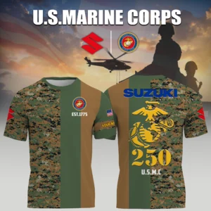 Suzuki Motor x USMC Marine Corps 250th Birthday 3D T-Shirt Limited 2026 Custom Your Name