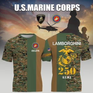 Lamborghini x USMC Marine Corps 250th Birthday 3D T-Shirt Limited 2026 Custom Your Name