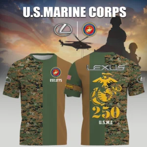 LEXUS x USMC Marine Corps 250th Birthday 3D T-Shirt Limited 2026 Custom Your Name