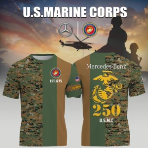 Mercedes-Benz x USMC Marine Corps 250th Birthday 3D T-Shirt Limited 2026 Custom Your Name