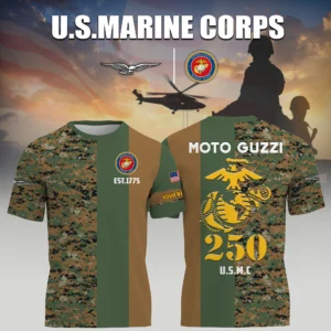 Moto Guzzi x USMC Marine Corps 250th Birthday 3D T-Shirt Limited 2026 Custom Your Name