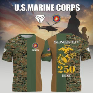 Slingshot x USMC Marine Corps 250th Birthday 3D T-Shirt Limited 2026 Custom Your Name