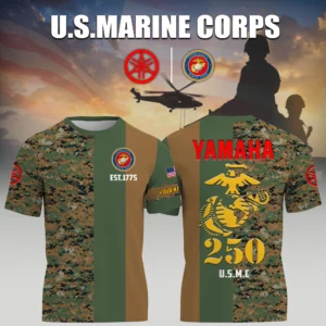 Yamaha x USMC Marine Corps 250th Birthday 3D T-Shirt Limited 2026 Custom Your Name