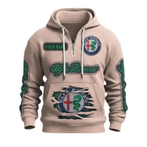 Alfa Romeo Quarter-Zip Waffle Knit Hoodie Custom Your Name