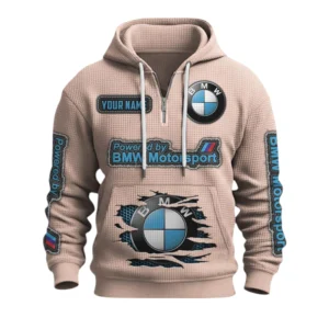 BMW M Motorsport Racing Quarter-Zip Waffle Knit Hoodie Custom Your Name