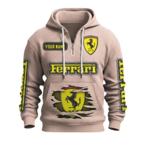 Ferrari Quarter-Zip Waffle Knit Hoodie Custom Your Name