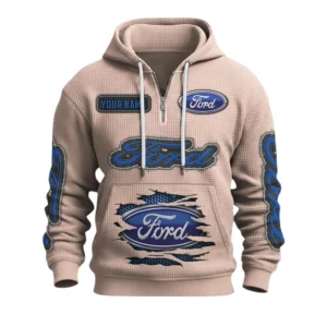 Ford Quarter-Zip Waffle Knit Hoodie Custom Your Name