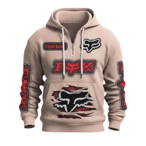 Fox Racing Quarter-Zip Waffle Knit Hoodie Custom Your Name