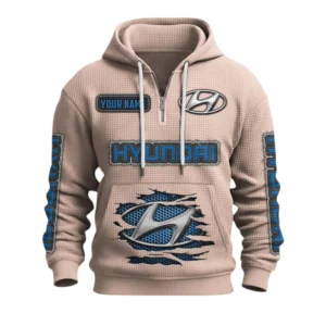 Hyundai Quarter-Zip Waffle Knit Hoodie Custom Your Name