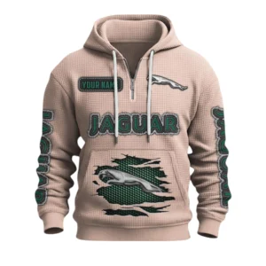 Jaguar Quarter-Zip Waffle Knit Hoodie Custom Your Name