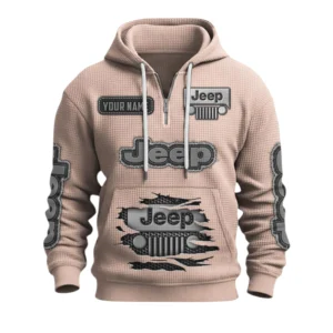 Jeep Quarter-Zip Waffle Knit Hoodie Custom Your Name