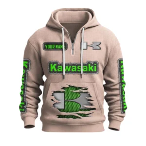 Kawasaki Quarter-Zip Waffle Knit Hoodie Custom Your Name