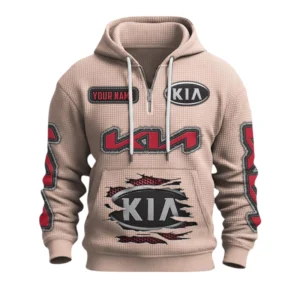 KIA Quarter-Zip Waffle Knit Hoodie Custom Your Name