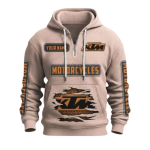 KTM Factory Racing Quarter-Zip Waffle Knit Hoodie Custom Your Name